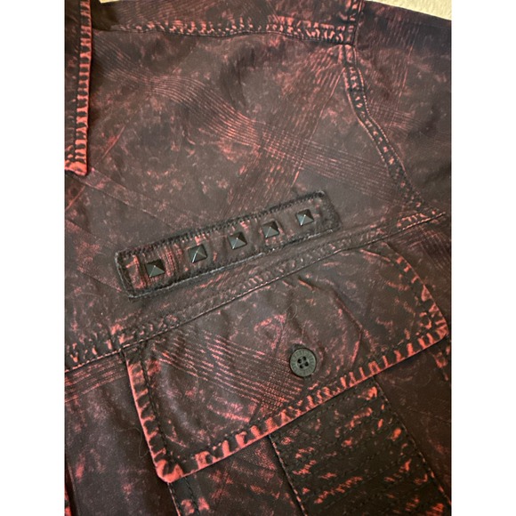 Affliction Y2K Men's XL Red/Black Button Down Short Sleeve. Live Fast MMA Grunge - Picture 2 of 12